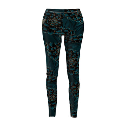Women's Floral Midnight Teal Leggings