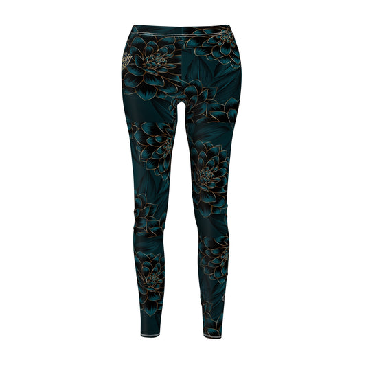 Women's Floral Midnight Teal Leggings