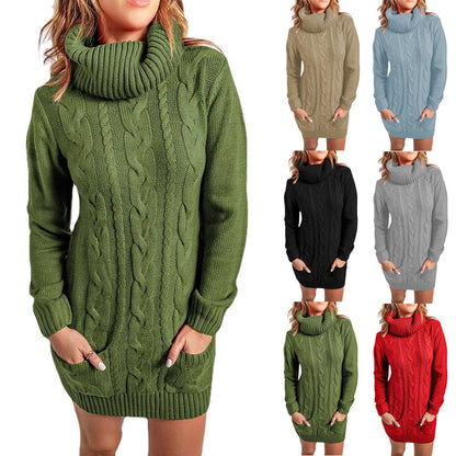 Knitted Turtleneck Sweater Dress