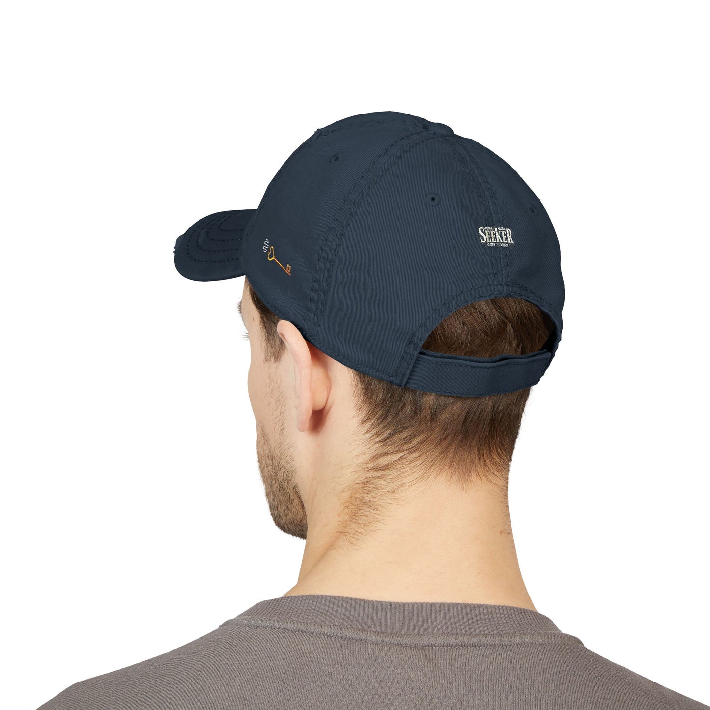 Seeker Embroidered Distressed Dad Hat — Vintage Faith Baseball Cap