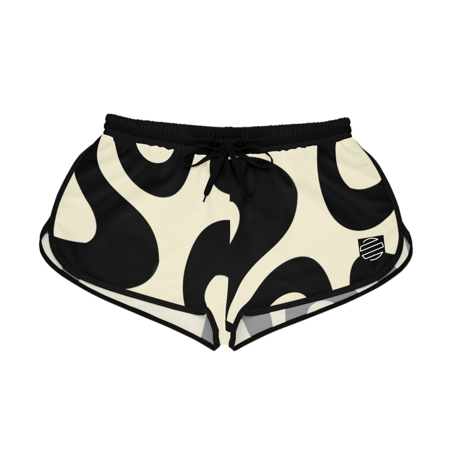 Women's Retro Black & Cream Swirl Relaxed Shorts