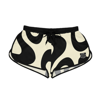 Women's Retro Black & Cream Swirl Relaxed Shorts