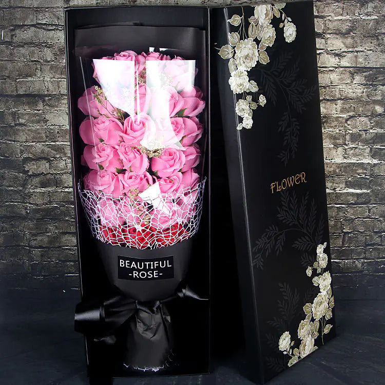 Soap Flower Bouquet with 33 Roses - Gift Box