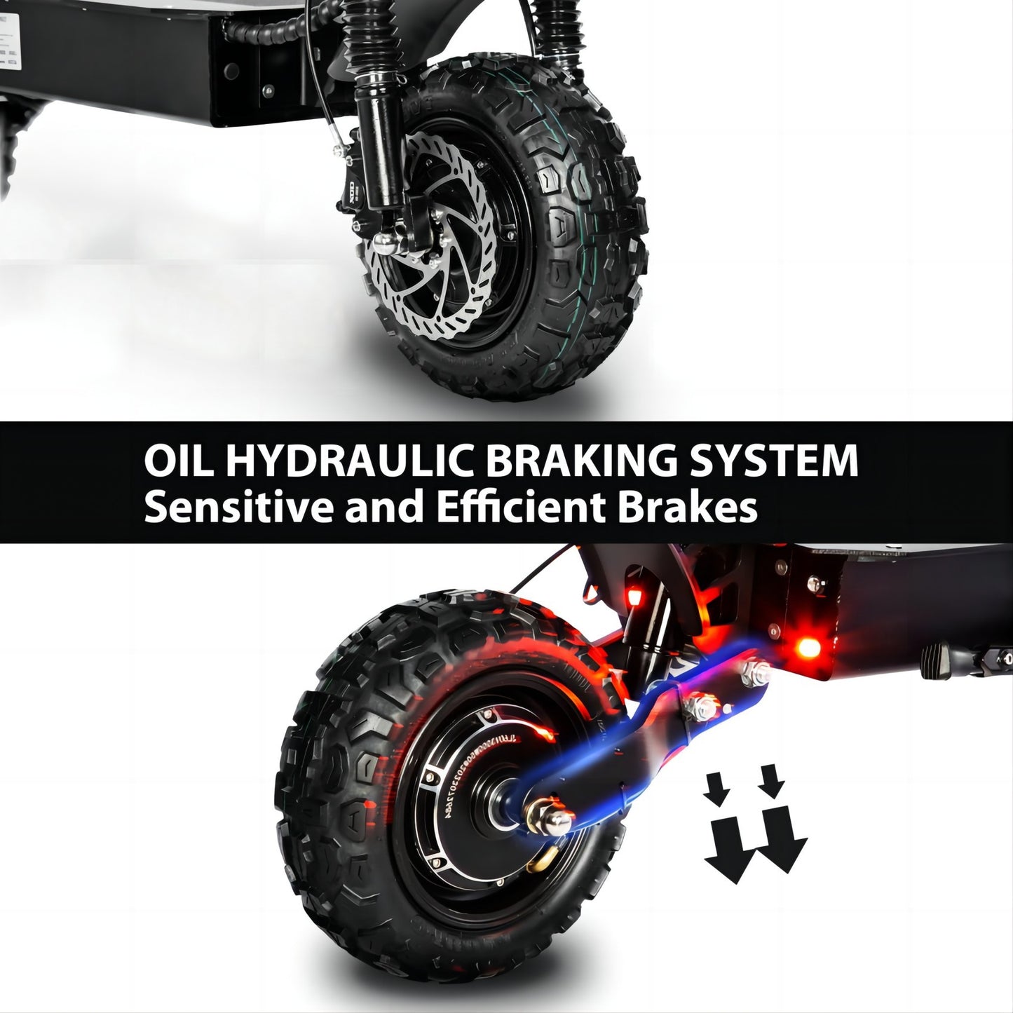 6000W Power Dual Motor Top Speed 50MPH Electric Scooter With Seat - 60V 35Ah Battery 50 Miles Range (11" Off-Road Tires)