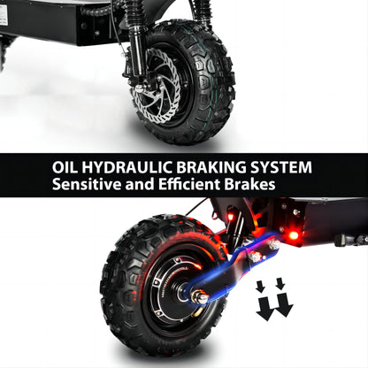 6000W Power Dual Motor Top Speed 50MPH Electric Scooter With Seat - 60V 35Ah Battery 50 Miles Range (11" Off-Road Tires)