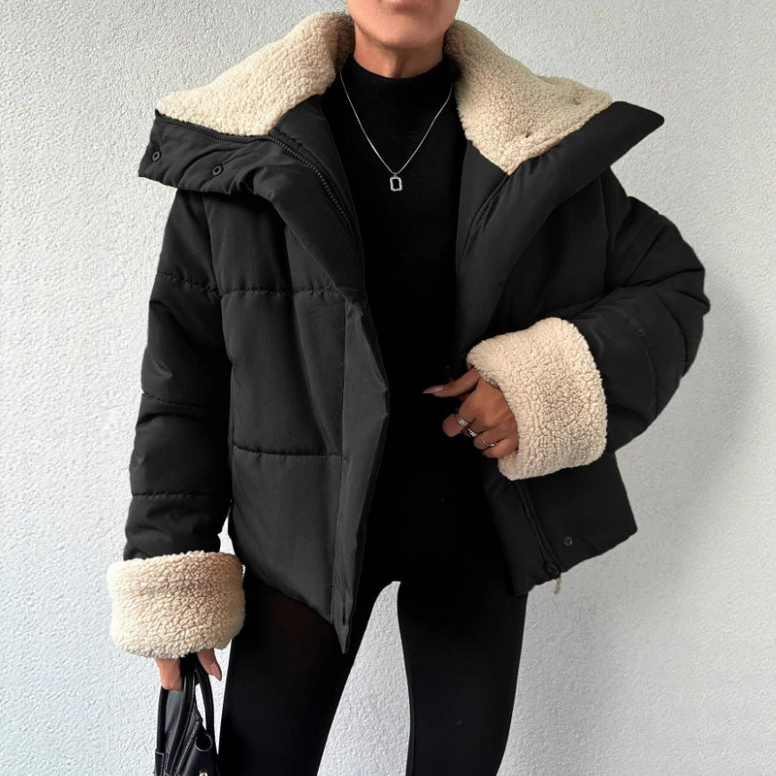 Ladies Belt Fur Collar Cotton Jacket