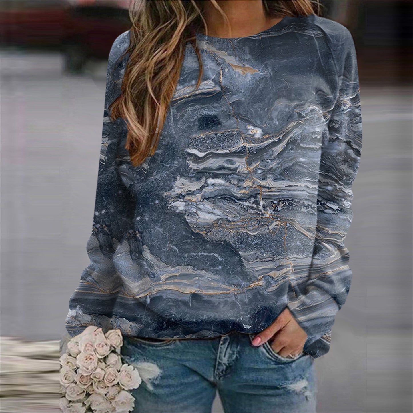 Women's Nordic Landscape Casual Round Neck Sweater