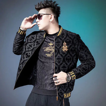 Men's Velvet Embroidered Baseball Jacket