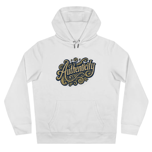 Authenticity Script Hoodie — 'Authenticity' Vintage Ornate Graphic Hooded Sweatshirt