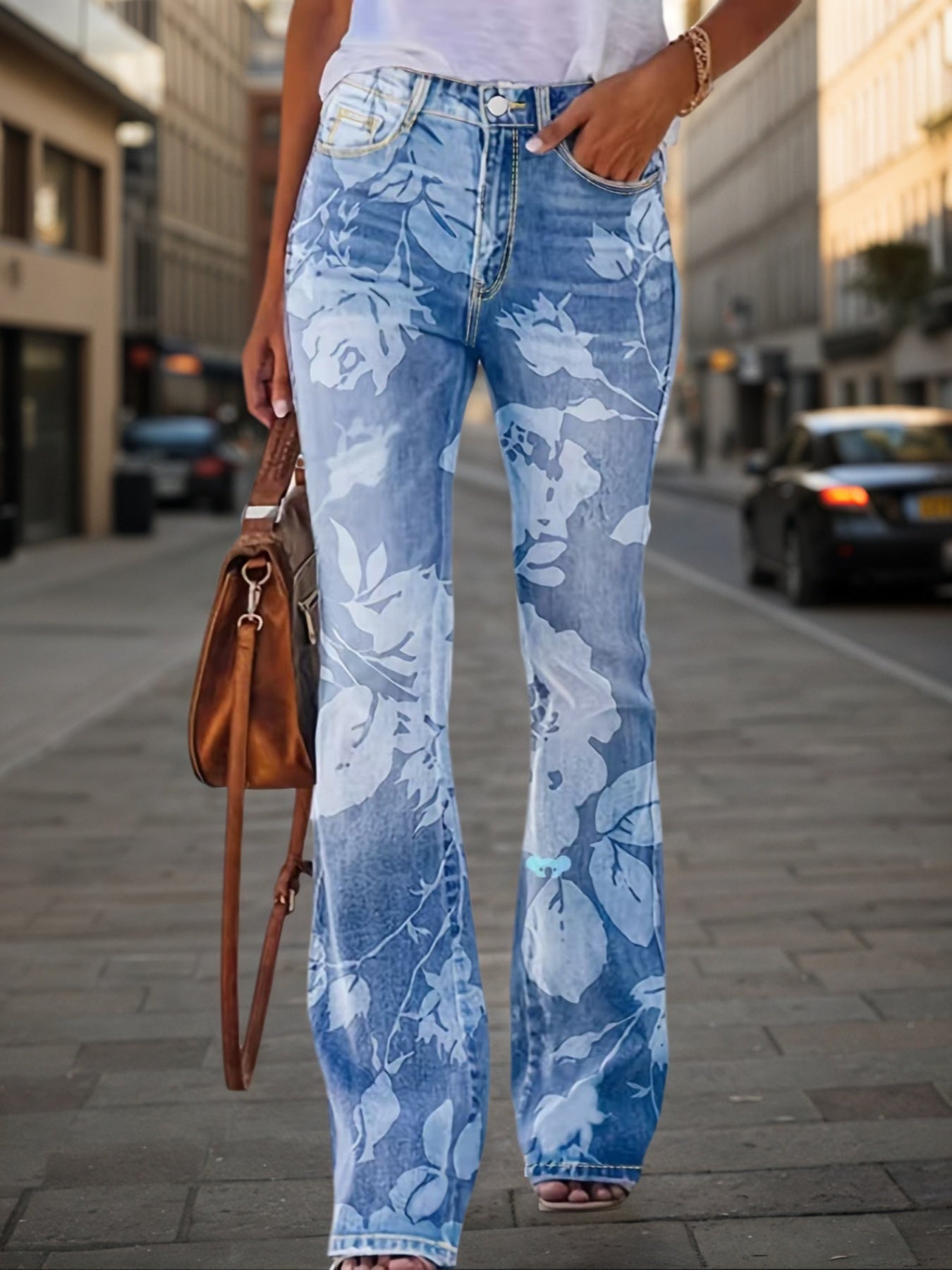 Women's Floral Denim Pants