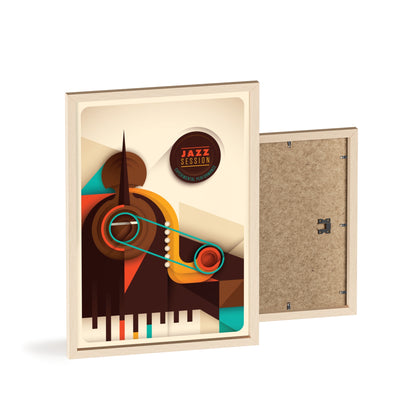 Jazz Session Poster with Wooden Frame – Retro Abstract Music Wall Art