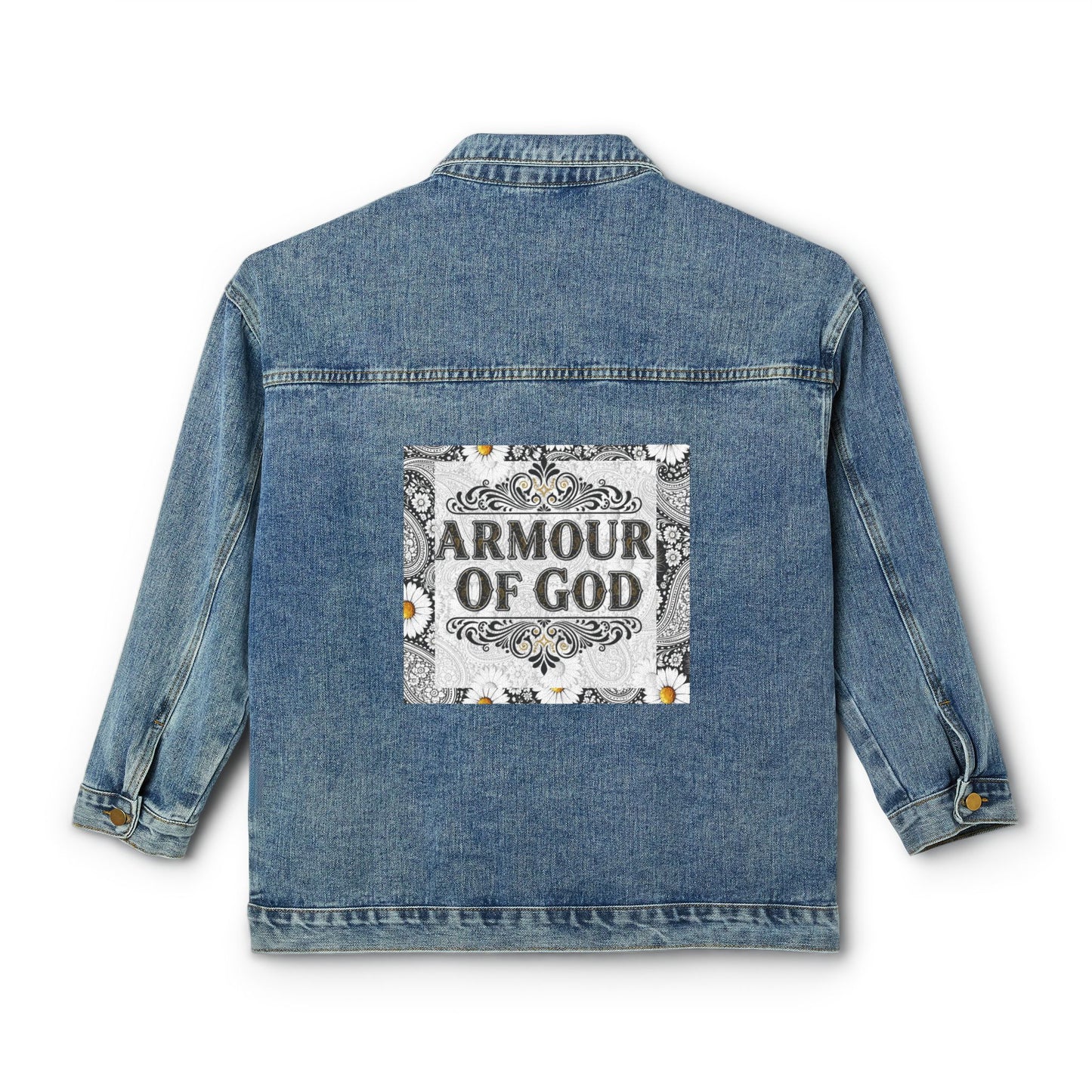 Denim Jacket — 'Armour of God' Patch Back Statement Jacket