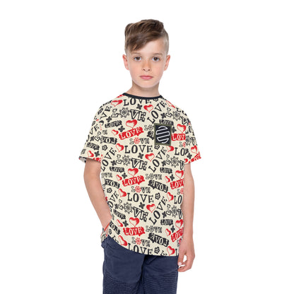 Kids Jersey — Allover "Love" Pattern Sports Tee