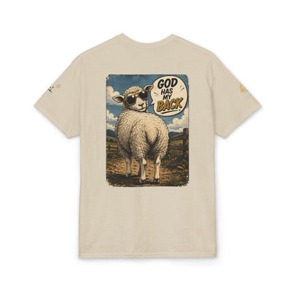 Sheep In the Wild Graphic T-Shirt — "God Has My Back" Faith Tee