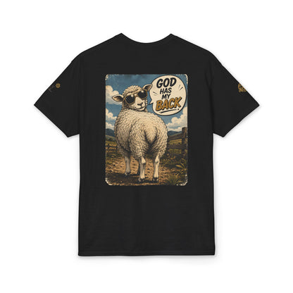 Sheep In the Wild Graphic T-Shirt — "God Has My Back" Faith Tee