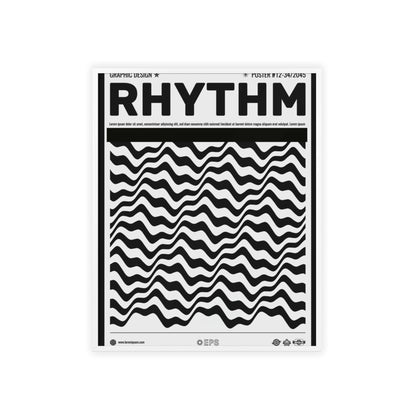 Rhythm Wave Art Poster with Wooden Frame — Black & White Modern Wall Print