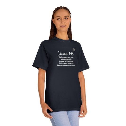 Faith Over Fear T-Shirt — Jesus Walking on Water Matthew 14:22-33 & James 1:6 Christian Tee