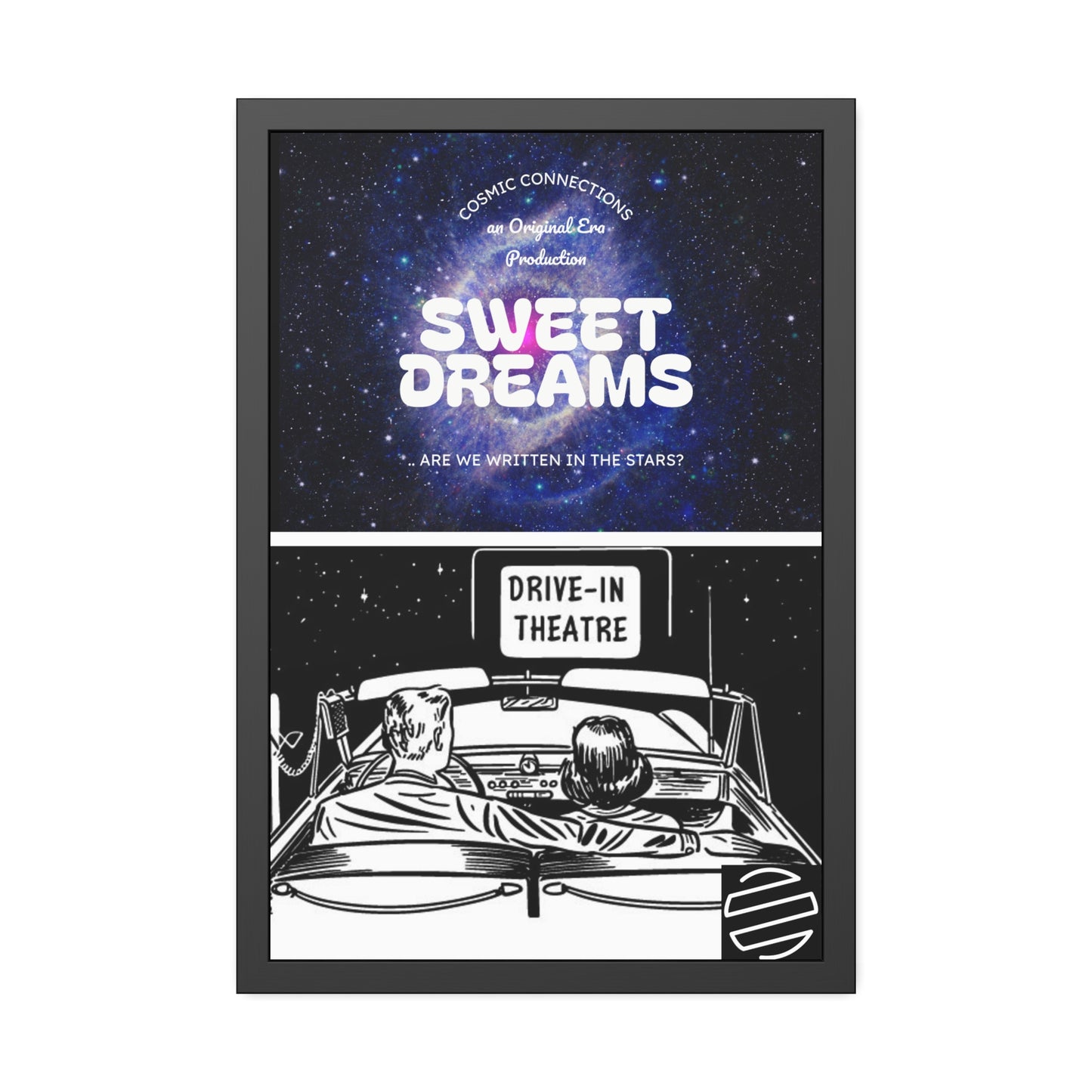 Sweet Dreams Drive-In Framed Poster — Retro Night Sky Print