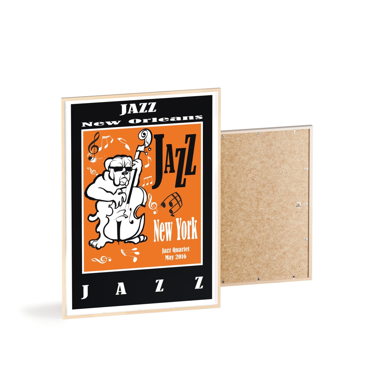 Jazz Poster with Wooden Frame — New Orleans/New York Music Print