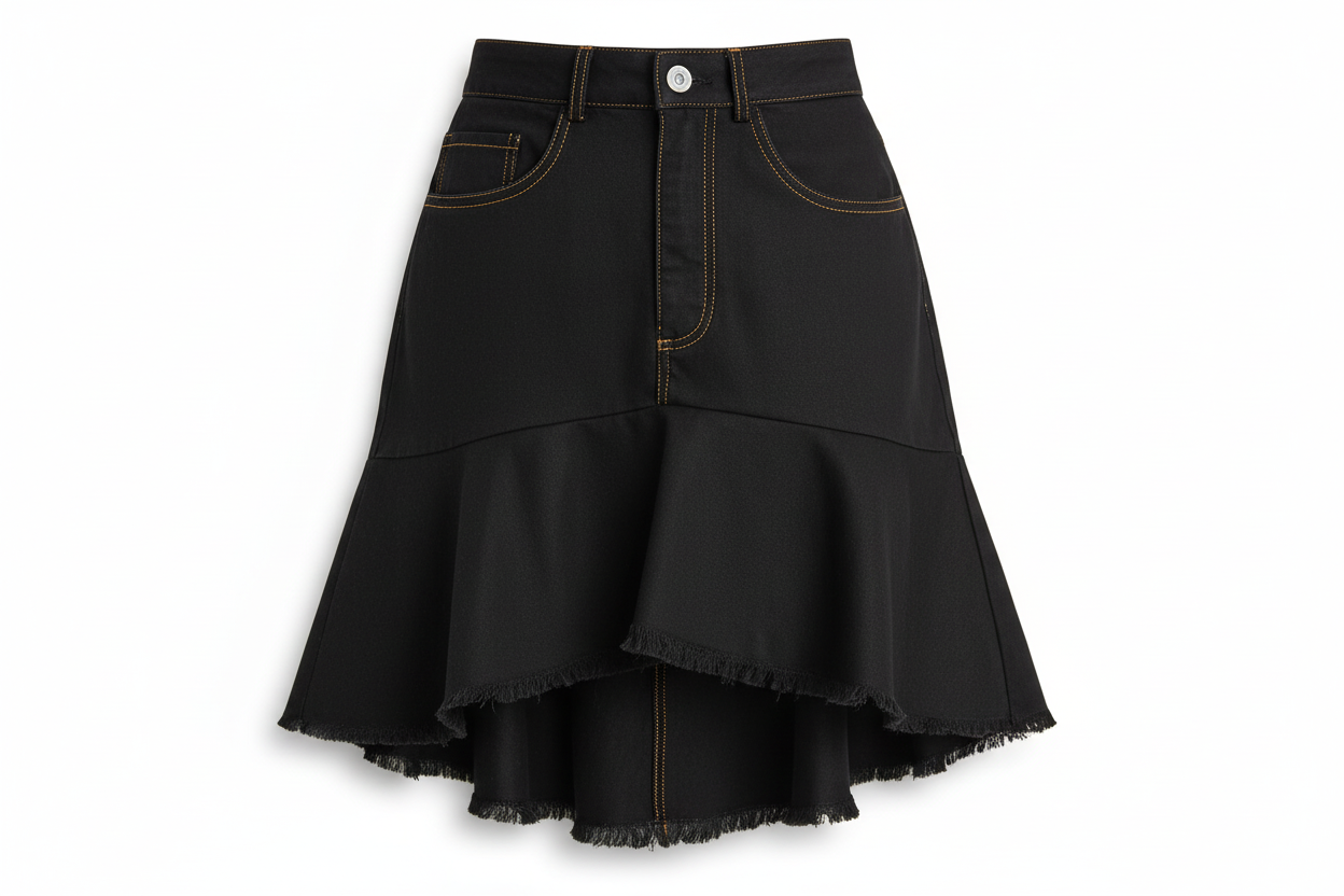Umgee Linen Blend 5 Pockets High Low Skirt with Frayed Hem