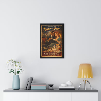 Romance & Tea Vintage Poster — Cafe Culture Tea Wall Art