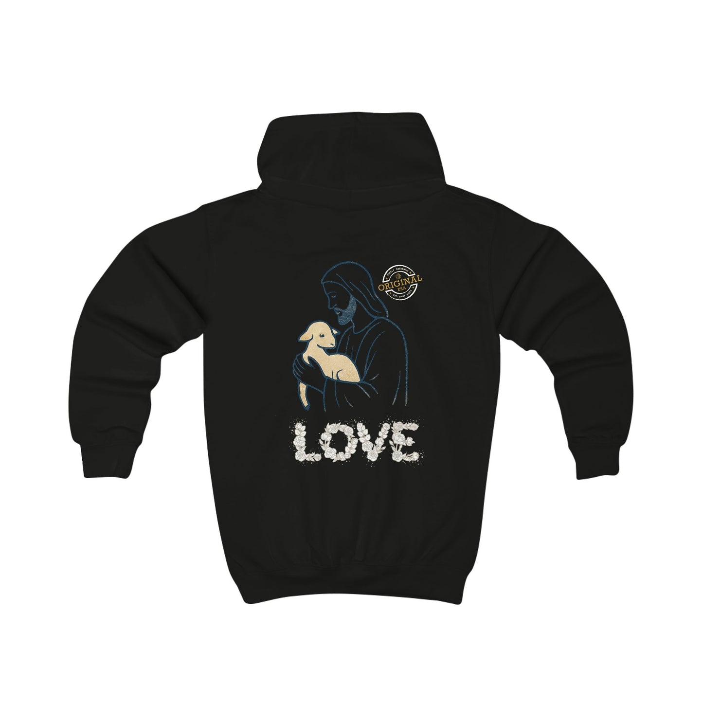 Kids Hoodie — “Jesus is the Good Shepherd” Christian Children’s Hoodie (Love Design)