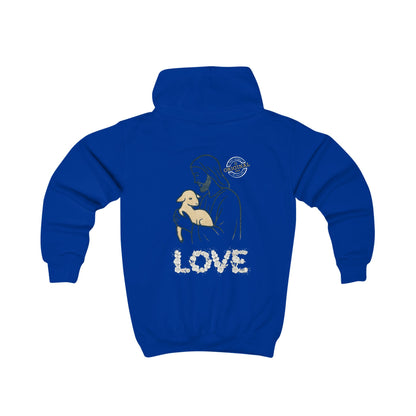 Kids Hoodie — “Jesus is the Good Shepherd” Christian Children’s Hoodie (Love Design)
