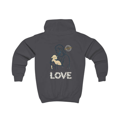 Kids Hoodie — “Jesus is the Good Shepherd” Christian Children’s Hoodie (Love Design)