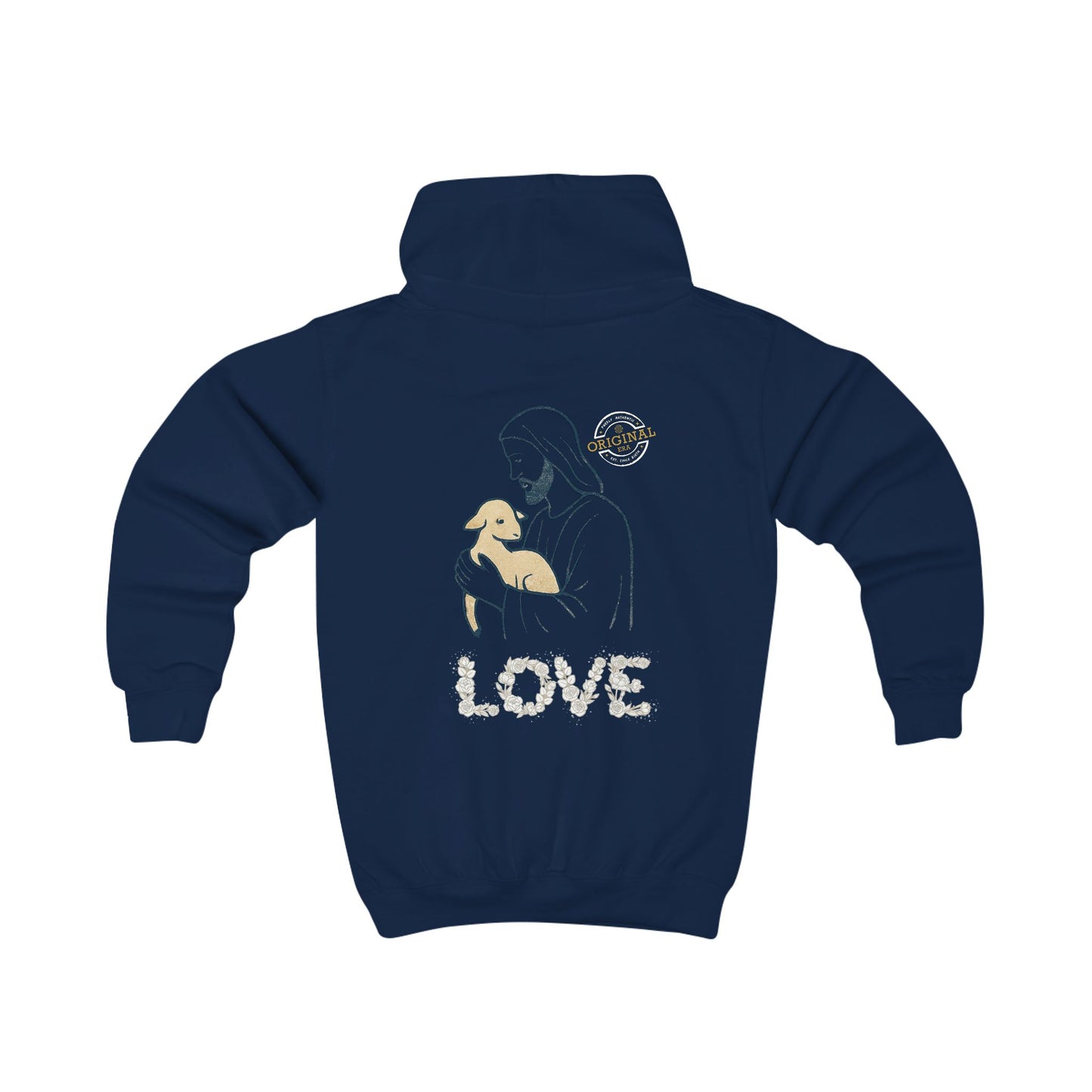 Kids Hoodie — “Jesus is the Good Shepherd” Christian Children’s Hoodie (Love Design)
