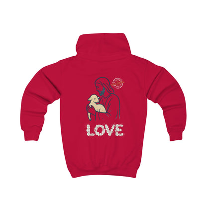 Kids Hoodie — “Jesus is the Good Shepherd” Christian Children’s Hoodie (Love Design)