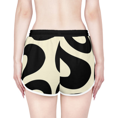 Women's Retro Black & Cream Swirl Relaxed Shorts
