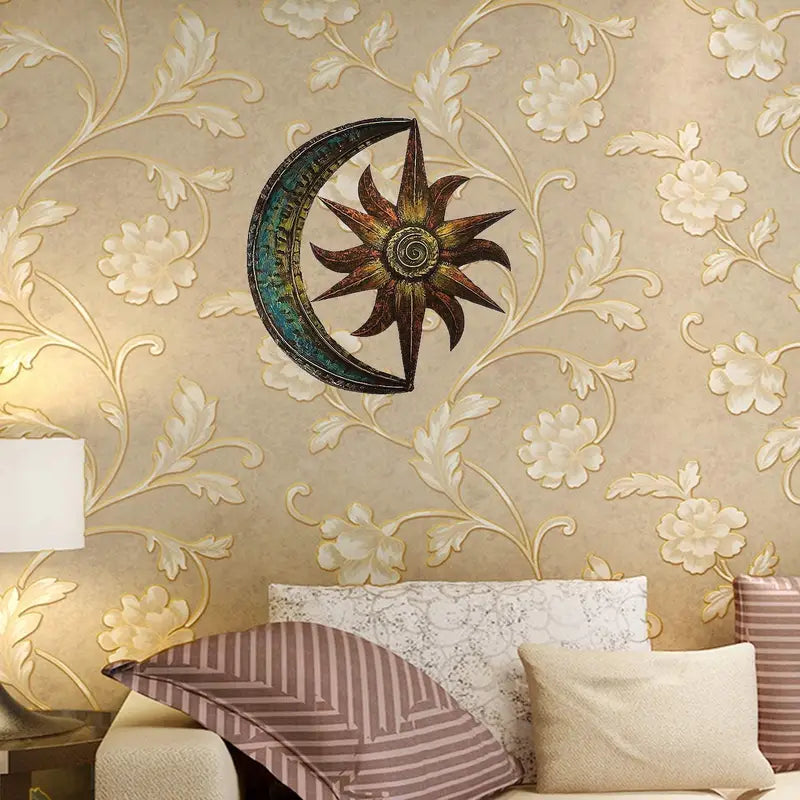 Celestial Body Theme Metal Wall Art - Moon & Star Display