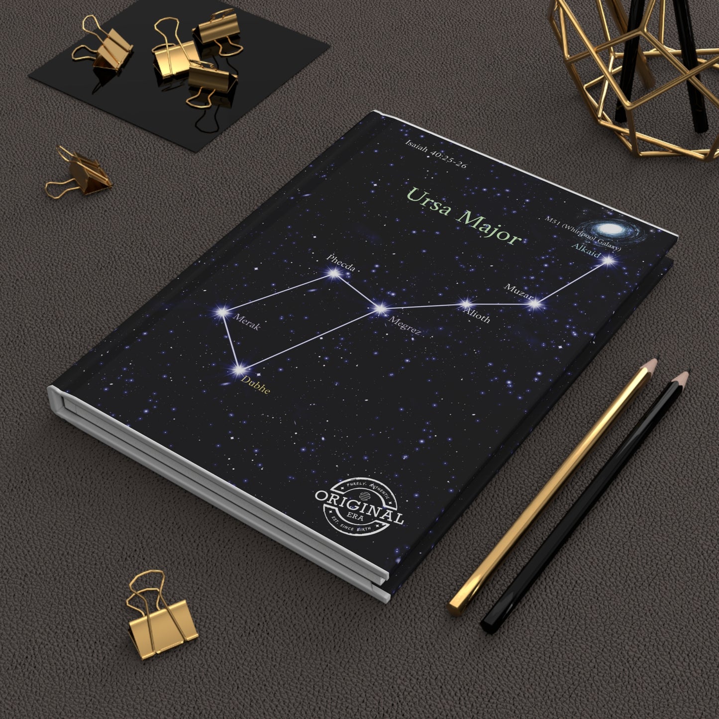 Constellation Hardcover Journal — Ursa Major & Cassiopeia Star Map Notebook