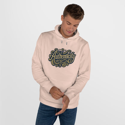 Authenticity Script Hoodie — 'Authenticity' Vintage Ornate Graphic Hooded Sweatshirt