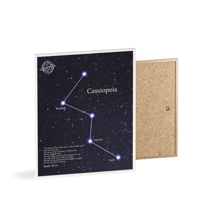 Cassiopeia Constellation Poster with Wooden Frame — Star Map Wall Art