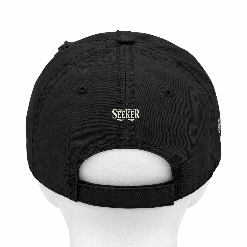Seeker Embroidered Distressed Dad Hat — Vintage Faith Baseball Cap