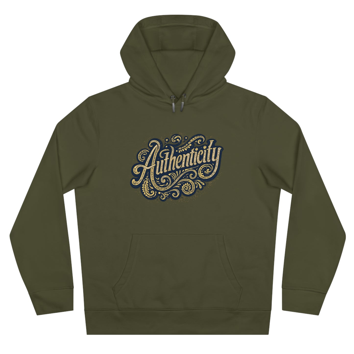Authenticity Script Hoodie — 'Authenticity' Vintage Ornate Graphic Hooded Sweatshirt