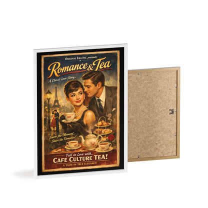Romance & Tea Vintage Cafe Poster — Framed Wall Art