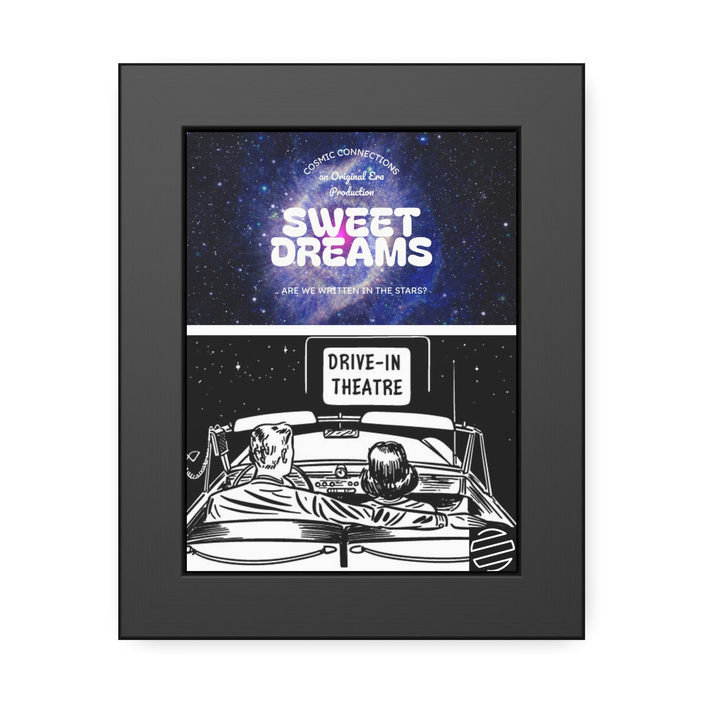 Sweet Dreams Drive-In Framed Poster — Retro Night Sky Print