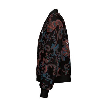 ORIGINAL ERA Women's Double Layered "Paisley Print" Bomber Sports Jacket-Techno Scuba Knit