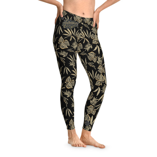 Golden Botanical Stretch Leggings