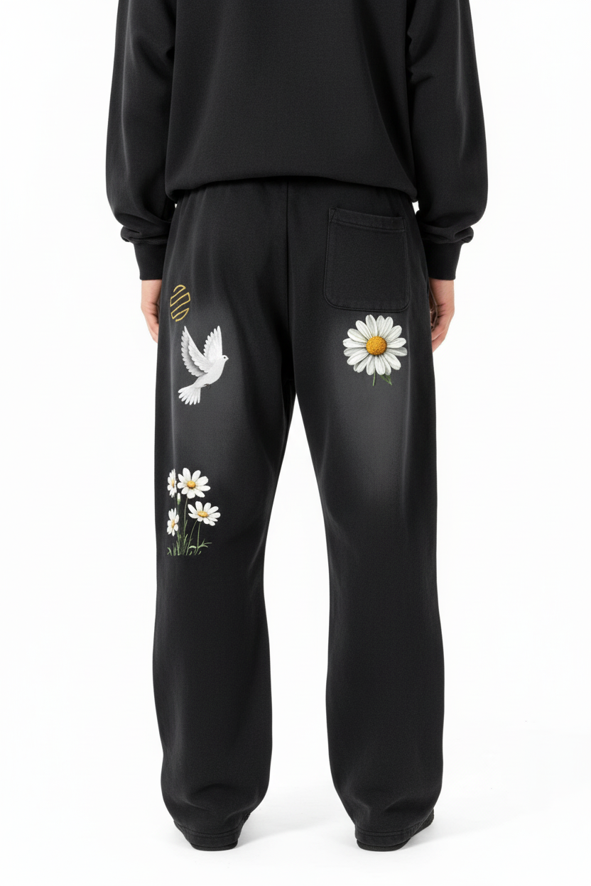 "Daisy Dove" Sunfade Curved Blade Fleece Sweatpants