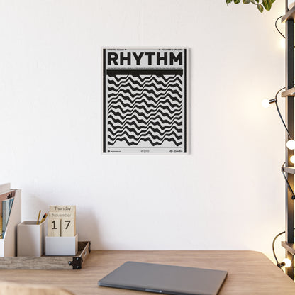 Rhythm Wave Art Poster with Wooden Frame — Black & White Modern Wall Print