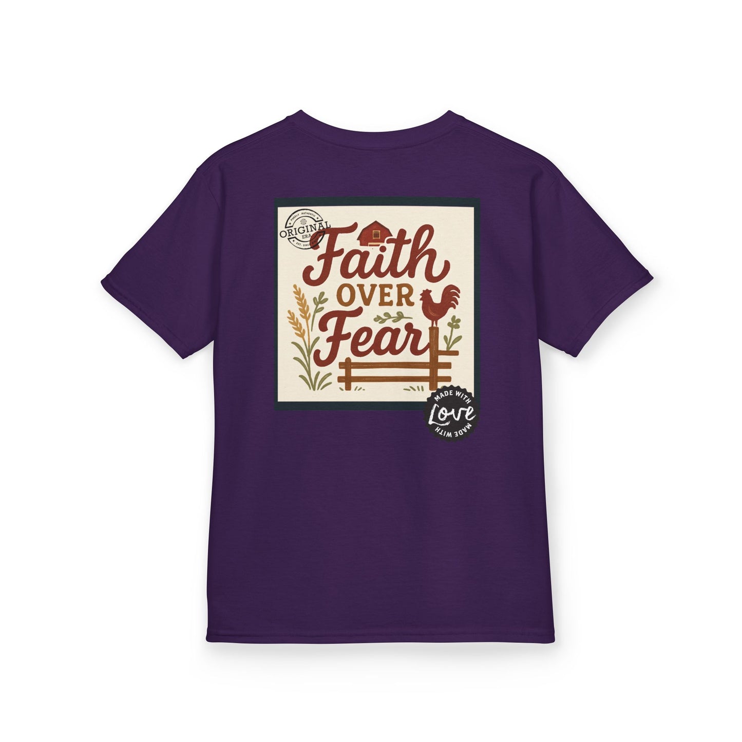 Kids T‑Shirt — 'You Herd the Word' Cow Front & 'Faith Over Fear' Farm Graphic