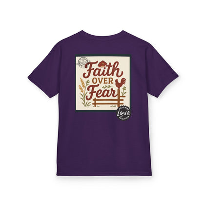 Kids T‑Shirt — 'You Herd the Word' Cow Front & 'Faith Over Fear' Farm Graphic