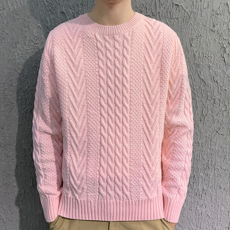 Men's Thick Yarn Knitted Sweater with Twists