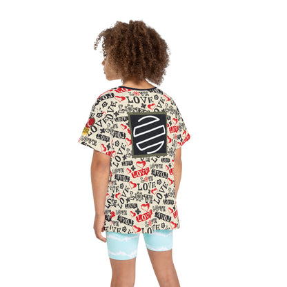 Kids Jersey — Allover "Love" Pattern Sports Tee