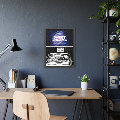 Sweet Dreams Drive-In Framed Poster — Retro Night Sky Print