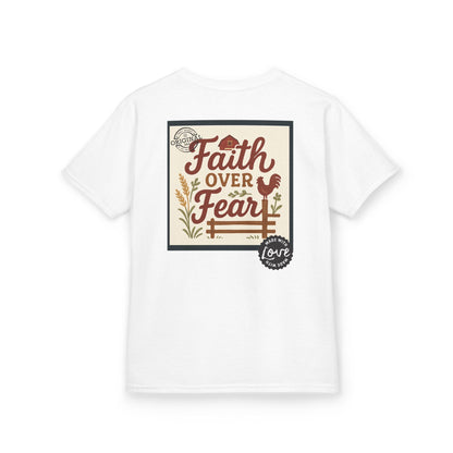 Kids T‑Shirt — 'You Herd the Word' Cow Front & 'Faith Over Fear' Farm Graphic