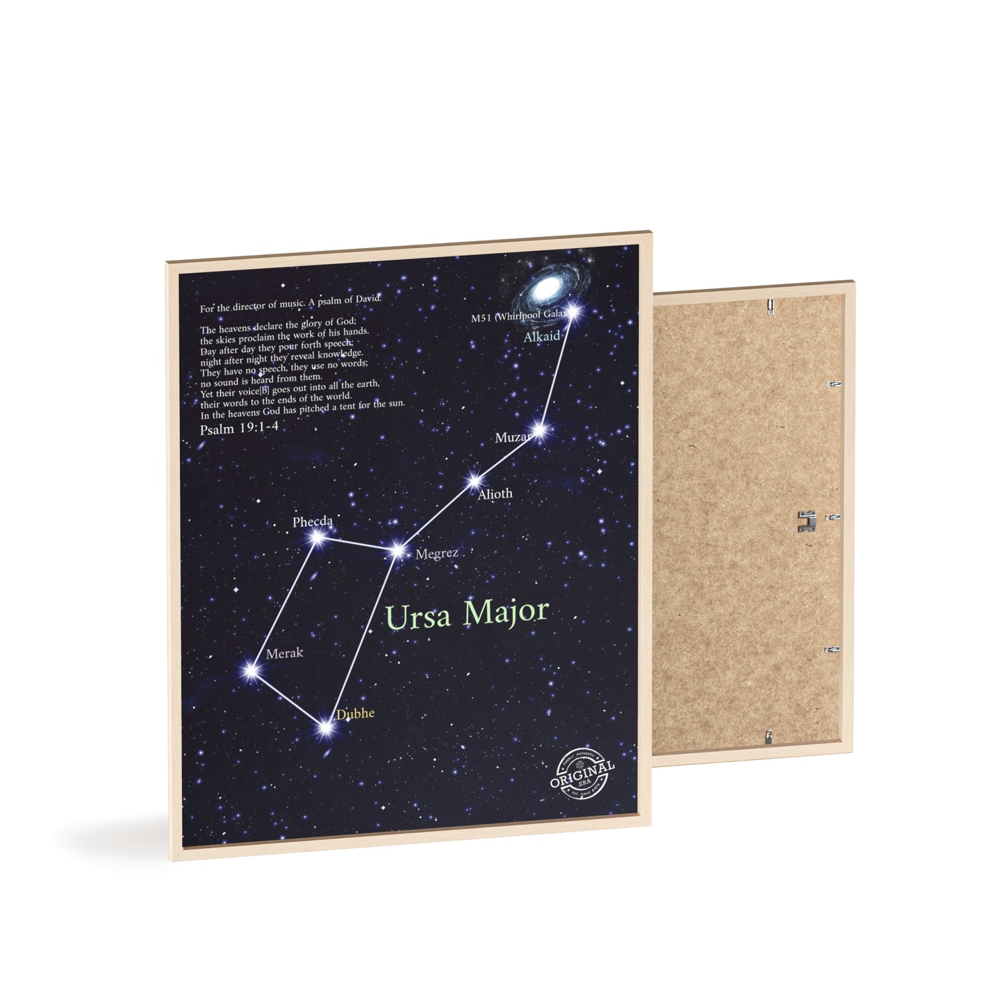 Ursa Major Constellation Star Map Poster with Wooden Frame — Astrology Wall Art